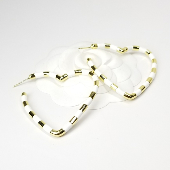 NEW Enamel Heart Hoop Earrings - Picture 6 of 9